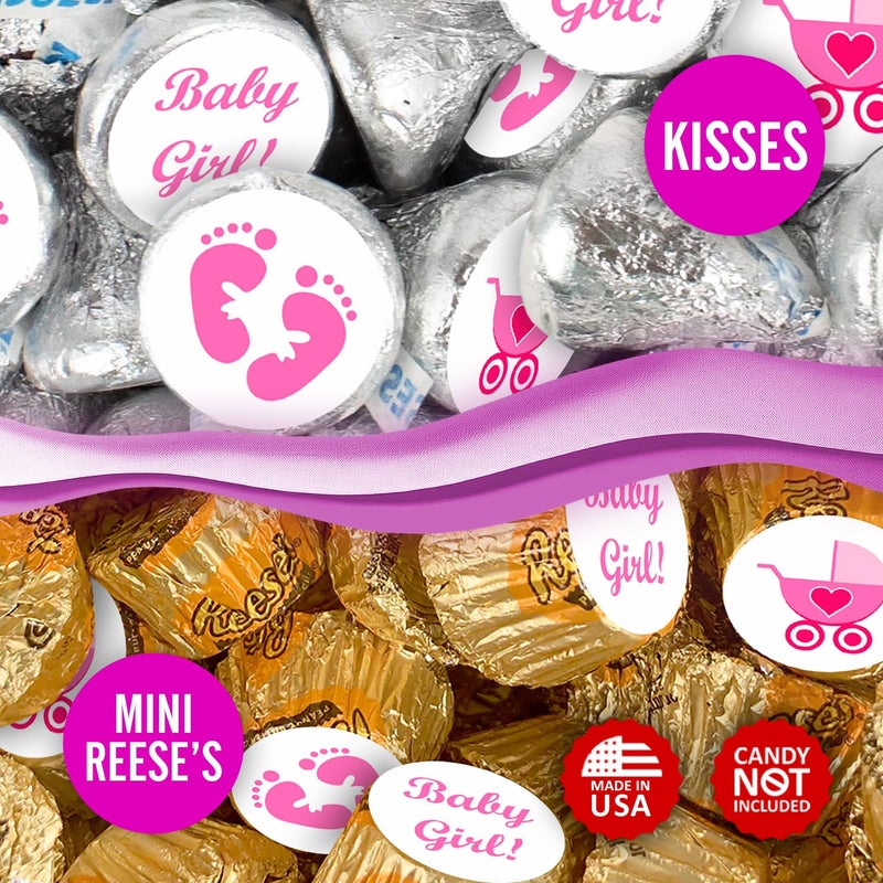 Creativity Labels 324 Pink Its a Girl Baby Shower Favors Stickers for Baby Shower Or Sprinkle Party Decorations, Kisses Stickers, Pink Favors Labels, Its a Girl Kisses. Made in USA - Image 4